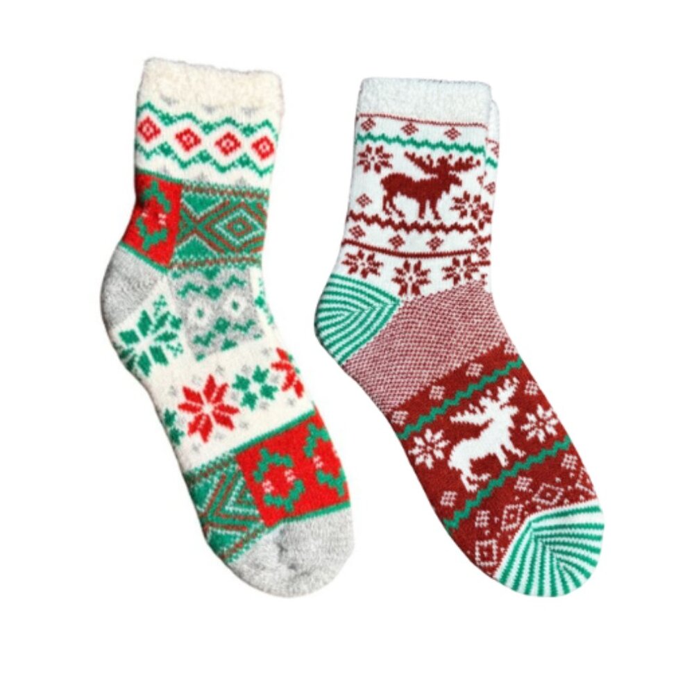 Magellan Outdoors Women's 2 Pairs Lodge Crew Holiday Socks 6-10 NEW